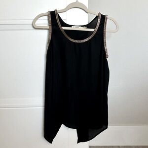 Black Sleeveless Top With Gold Chainlink Detailing